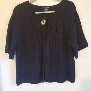 Coco+Capers Black Short Sleeve Cable knit Cardigan Sweater